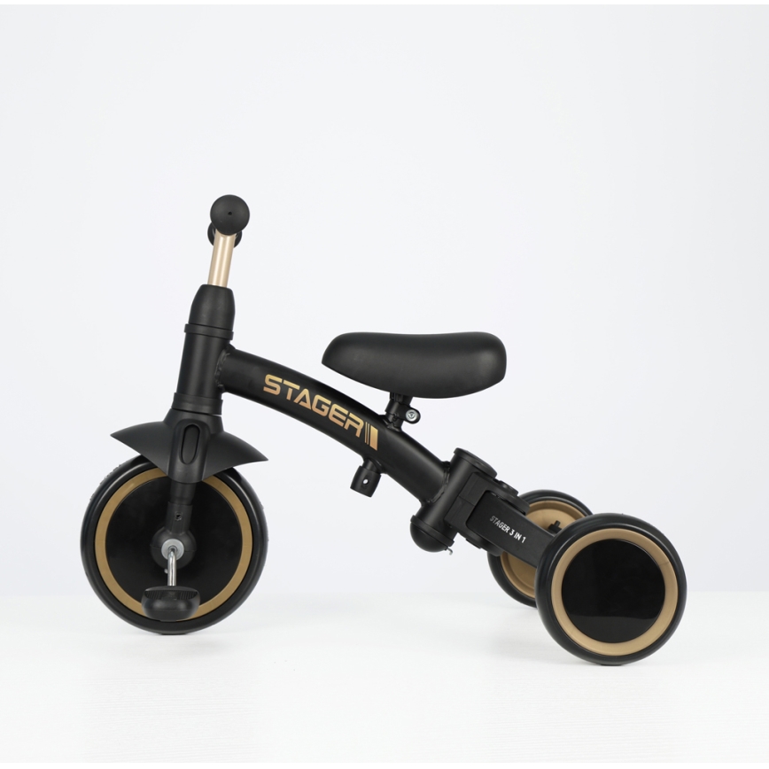 QPlay - Triciclo infantil 3 en 1 STAGER negro
