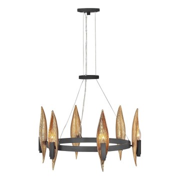 Quintiesse - Lámpara colgante con cable WILLOW 6xE14/40W/230V Ø 61 cm oro/negro