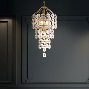 Quintiesse - Lámpara colgante con cadena MERIDIAN 9xE14/40W/230V diámetro 57,2 cm dorada