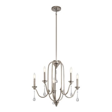 Quintiesse - Lámpara colgante con varilla KARLEE 5xE14/60W/230V Ø 61 cm cromo mate