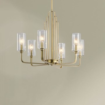 Quintiesse - Lámpara colgante con varilla KIMROSE 6xE14/40W/230V Ø 68,6 cm dorada