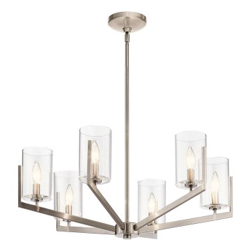 Quintiesse - Lámpara colgante con varilla NYE 6xE14/40W/230V Ø 71,1 cm cromo mate
