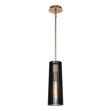 Quintiesse - Lámpara colgante de varilla LINARA 1xE27/60W/230V diámetro 15,2 cm negra/dorada