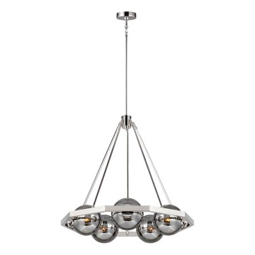 Quintiesse - Lámpara colgante en varilla HARPER 5xE14/60W/230V Ø 77,5 cm cromo brillante/vidrio ahumado