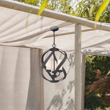 Quintiesse - Lámpara colgante para exterior con cadena BLACKSMITH 3xE14/40W/230V, diámetro 40,7 cm, IP44, negra