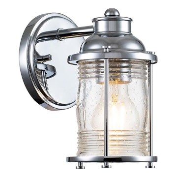 Quintiesse - Lámpara de pared exterior ASHLAND BAY 1xE27/60W/230V IP44 cromo brillante