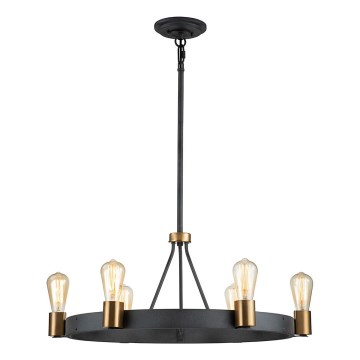 Quintiesse - Lámpara de techo con barra SILAS 6xE27/60W/230V Ø 72,3 cm negro/dorado