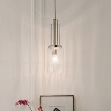 Quintiesse - Lámpara de techo con varilla KIMROSE 1xE27/60W/230V Ø 17,8 cm cromo brillante