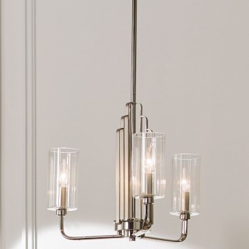 Quintiesse - Lámpara de techo con varilla KIMROSE, 3xE14/40W/230V, Ø 45,9 cm, acabado cromo brillante