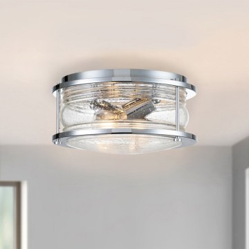 Quintiesse - Lámpara de techo para baño ASHLAND 2xE27/60W/230V Ø 30,5 cm IP44 cromo brillante