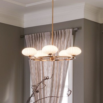Quintiesse - Lámpara LED para baño en varilla PIM 5xG9/3W/230V, diámetro 71,1 cm, IP44, acabado dorado