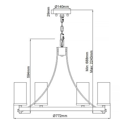 Quintiesse - Lámpara de araña con cadena ANGELO 6xE27/60W/230V acabado en roble