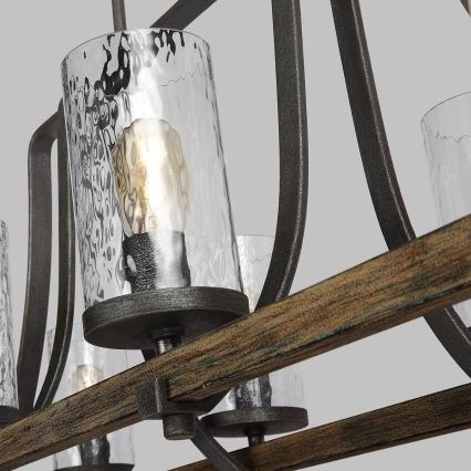 Quintiesse - Lámpara de suspensión con varilla ANGELO 8xE27/60W/230V acabado roble