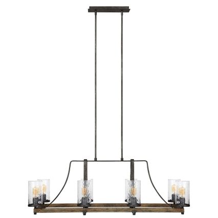 Quintiesse - Lámpara de suspensión con varilla ANGELO 8xE27/60W/230V acabado roble