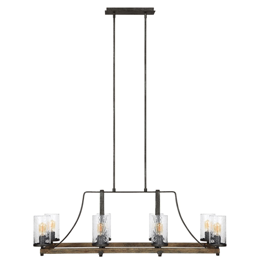 Quintiesse - Lámpara de suspensión con varilla ANGELO 8xE27/60W/230V acabado roble