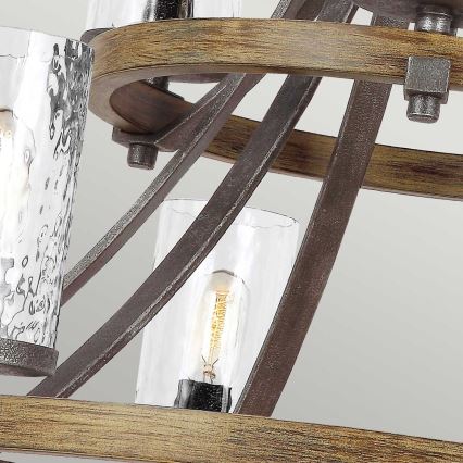 Quintiesse - Lámpara colgante con cadena ANGELO 9xE27/60W/230V, acabado en roble