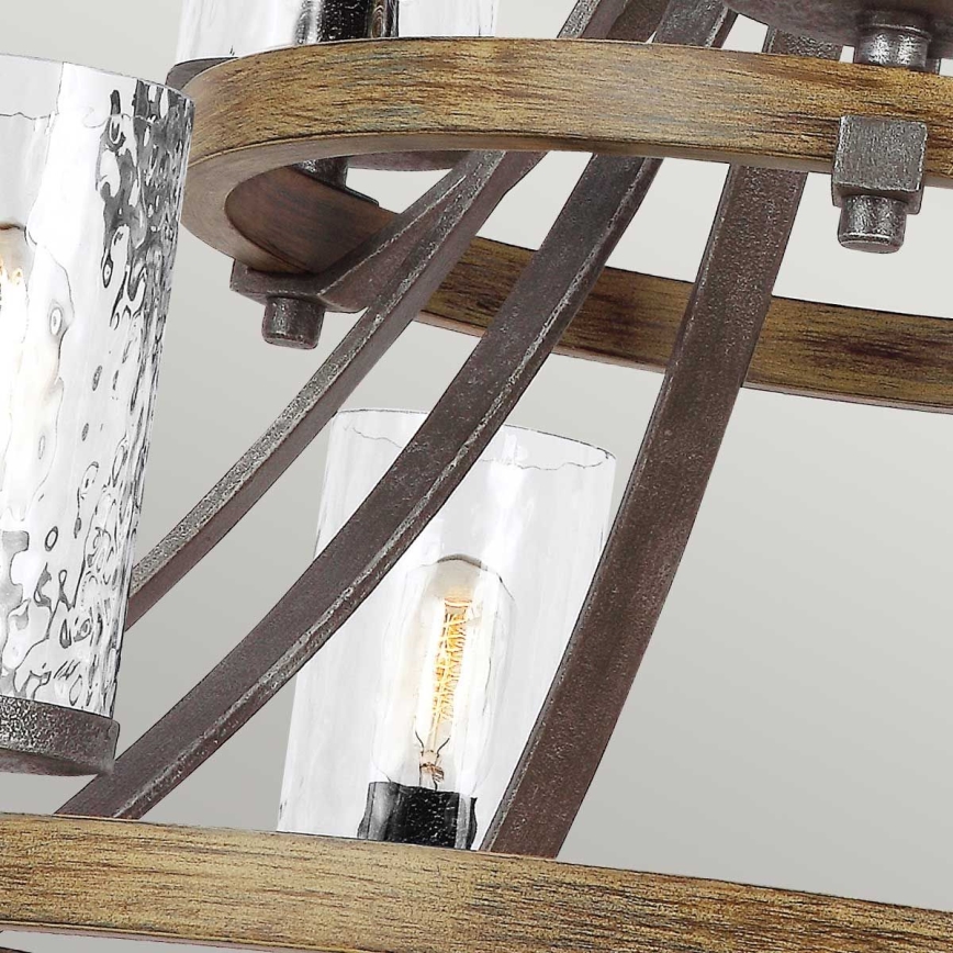 Quintiesse - Lámpara colgante con cadena ANGELO 9xE27/60W/230V, acabado en roble