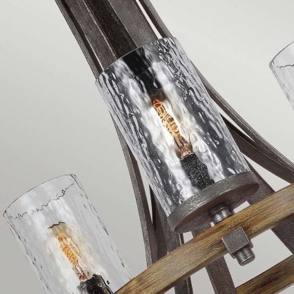 Quintiesse - Lámpara colgante con cadena ANGELO 9xE27/60W/230V, acabado en roble