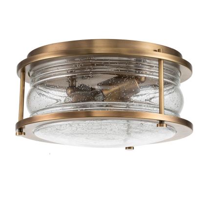 Quintiesse - Lámpara de techo para baño ASHLAND 2xE27/60W/230V Ø 30,5 cm IP44 en acabado dorado