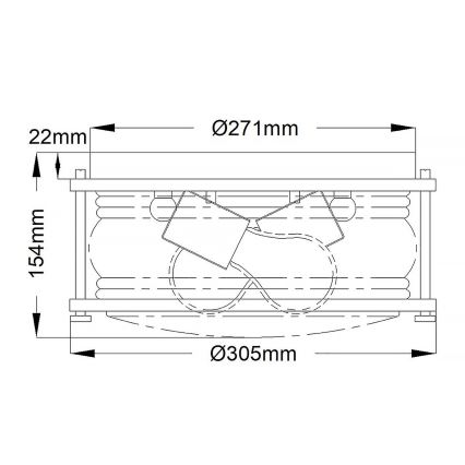 Quintiesse - Lámpara de techo para baño ASHLAND 2xE27/60W/230V Ø 30,5 cm IP44 en acabado dorado
