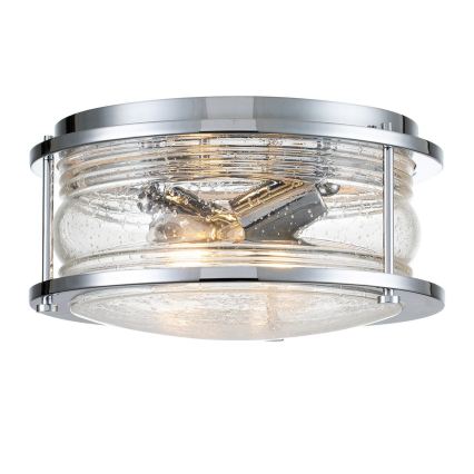 Quintiesse - Lámpara de techo para baño ASHLAND 2xE27/60W/230V Ø 30,5 cm IP44 cromo brillante