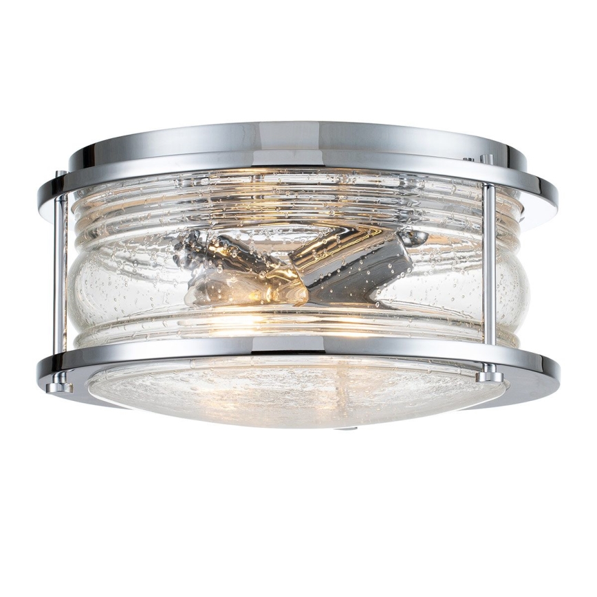 Quintiesse - Lámpara de techo para baño ASHLAND 2xE27/60W/230V Ø 30,5 cm IP44 cromo brillante