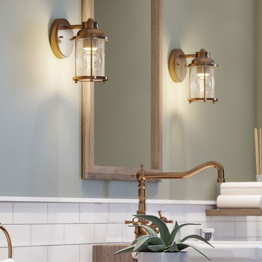 Quintiesse - Aplique de pared exterior ASHLAND BAY 1xE27/60W/230V IP44 acabado bronce