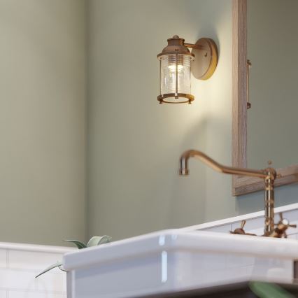 Quintiesse - Aplique de pared exterior ASHLAND BAY 1xE27/60W/230V IP44 acabado bronce