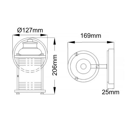 Quintiesse - Aplique de pared exterior ASHLAND BAY 1xE27/60W/230V IP44 acabado bronce