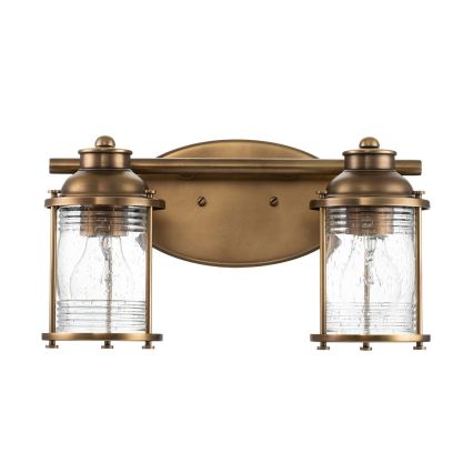 Quintiesse - Aplique de pared para baño ASHLAND BAY 2xE27/60W/230V IP44 acabado en bronce
