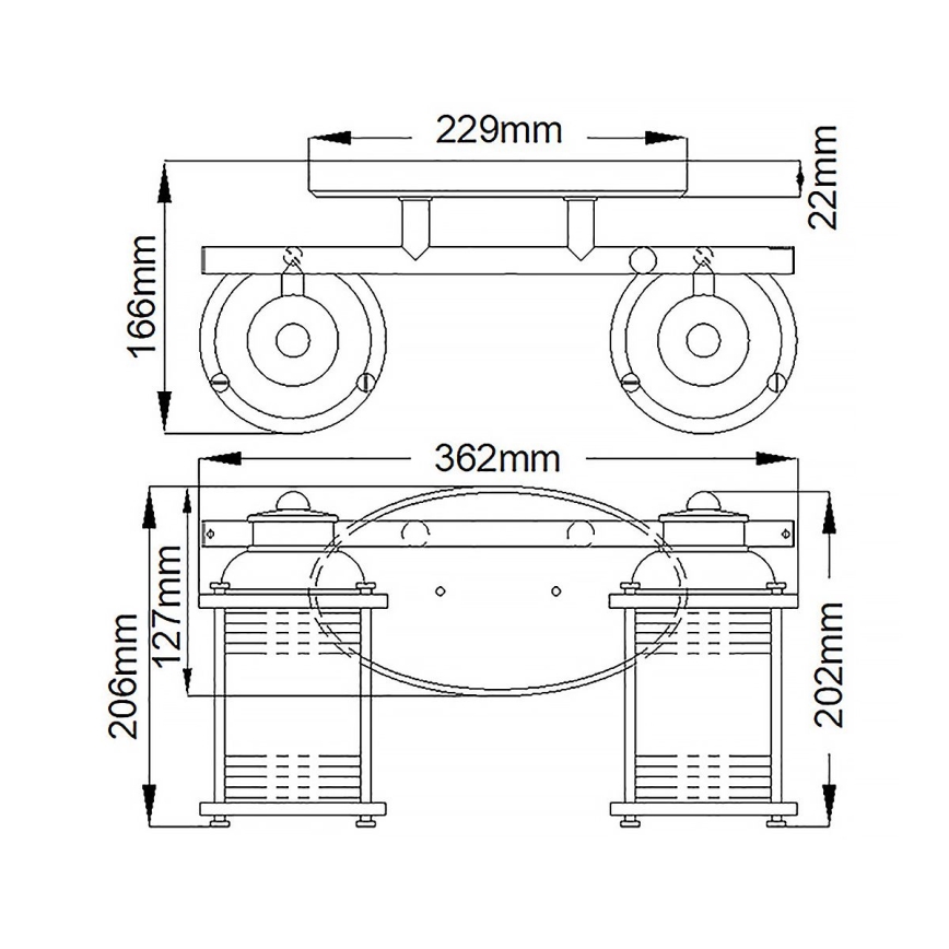Quintiesse - Aplique de pared para baño ASHLAND BAY 2xE27/60W/230V IP44 acabado en bronce