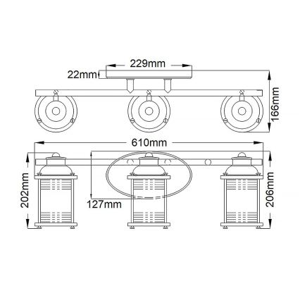 Quintiesse - Aplique de pared exterior ASHLAND BAY 3xE27/60W/230V IP44 acabado bronce