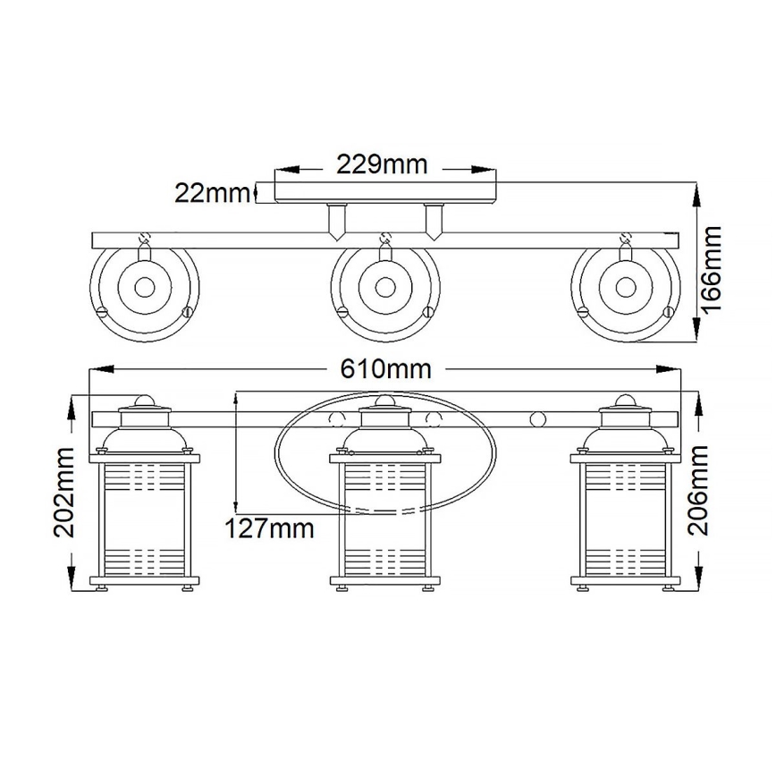Quintiesse - Aplique de pared exterior ASHLAND BAY 3xE27/60W/230V IP44 acabado bronce
