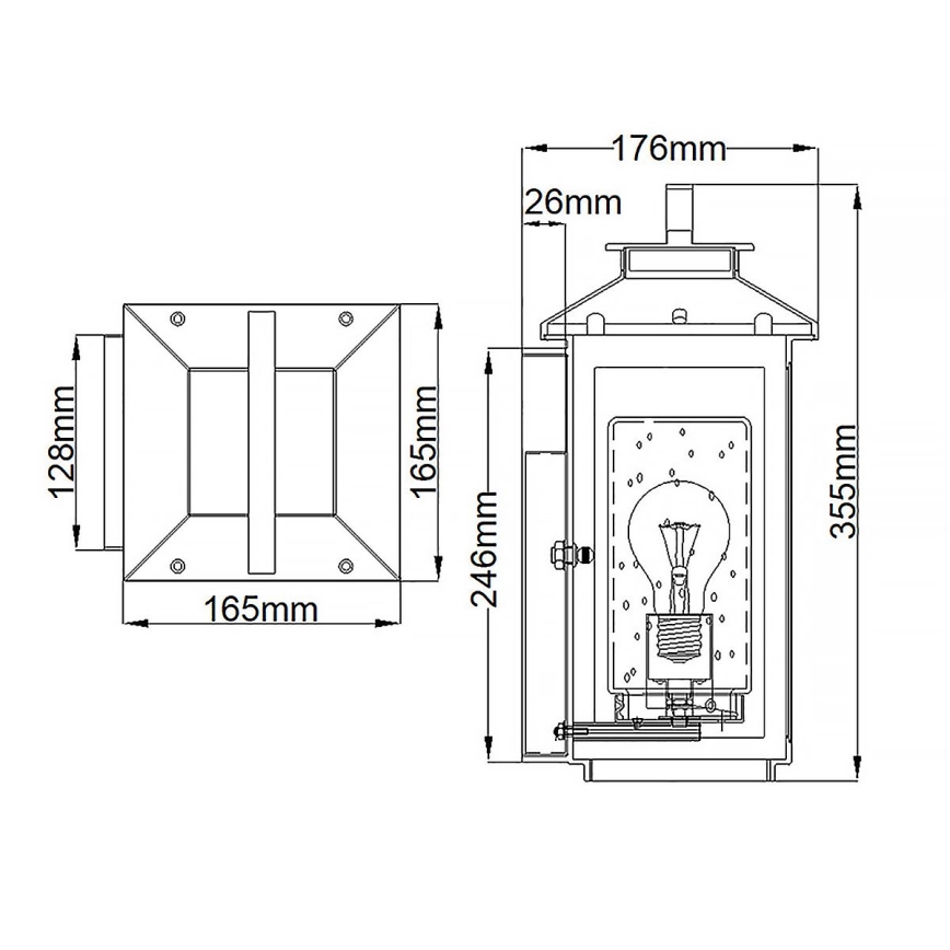 Quintiesse - Aplique de pared exterior ATWATER S 1xE27/60W/230V IP44 negro