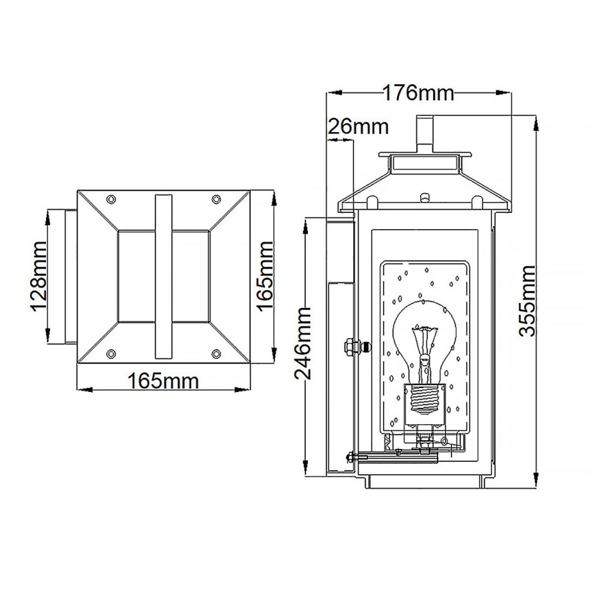 Quintiesse - Aplique de pared exterior ATWATER S 1xE27/60W/230V IP44 dorado