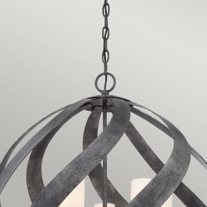 Quintiesse - Lámpara colgante exterior con cadena BLACKSMITH 5xE14/40W/230V diámetro 66,4 cm IP44 negra