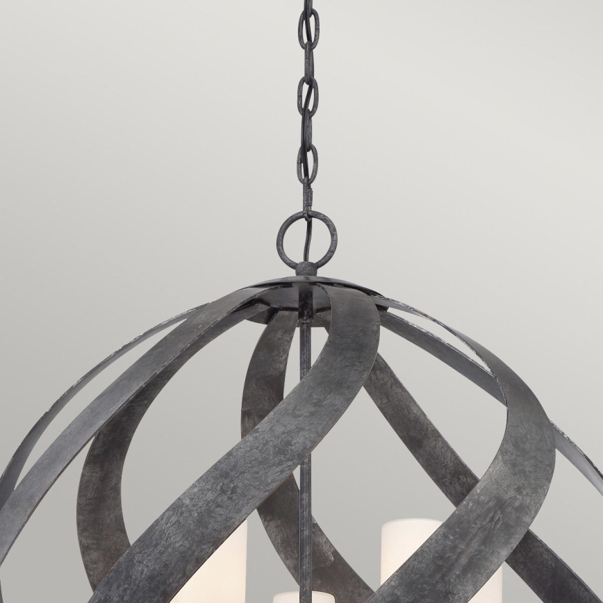 Quintiesse - Lámpara colgante exterior con cadena BLACKSMITH 5xE14/40W/230V diámetro 66,4 cm IP44 negra