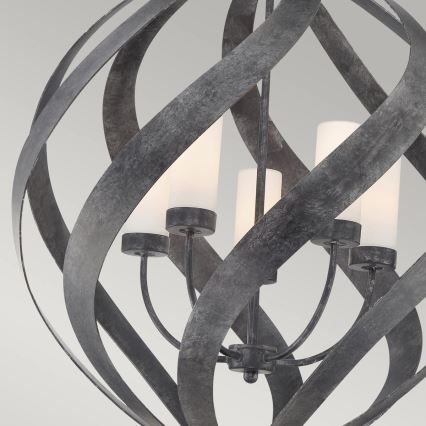Quintiesse - Lámpara colgante exterior con cadena BLACKSMITH 5xE14/40W/230V diámetro 66,4 cm IP44 negra