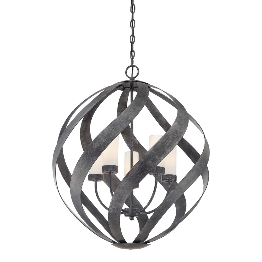Quintiesse - Lámpara colgante exterior con cadena BLACKSMITH 5xE14/40W/230V diámetro 66,4 cm IP44 negra