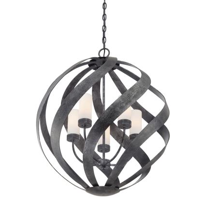 Quintiesse - Lámpara colgante exterior con cadena BLACKSMITH 5xE14/40W/230V diámetro 66,4 cm IP44 negra