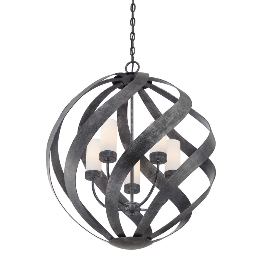 Quintiesse - Lámpara colgante exterior con cadena BLACKSMITH 5xE14/40W/230V diámetro 66,4 cm IP44 negra