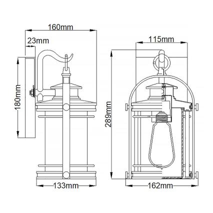 Quintiesse - Aplique de pared para exteriores BOOKER S 1xE27/60W/230V IP44 cromo mate
