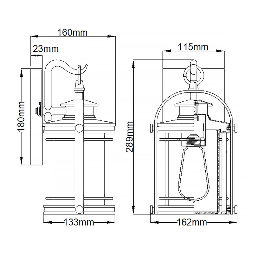 Quintiesse - Aplique de pared para exteriores BOOKER S 1xE27/60W/230V IP44 cromo mate