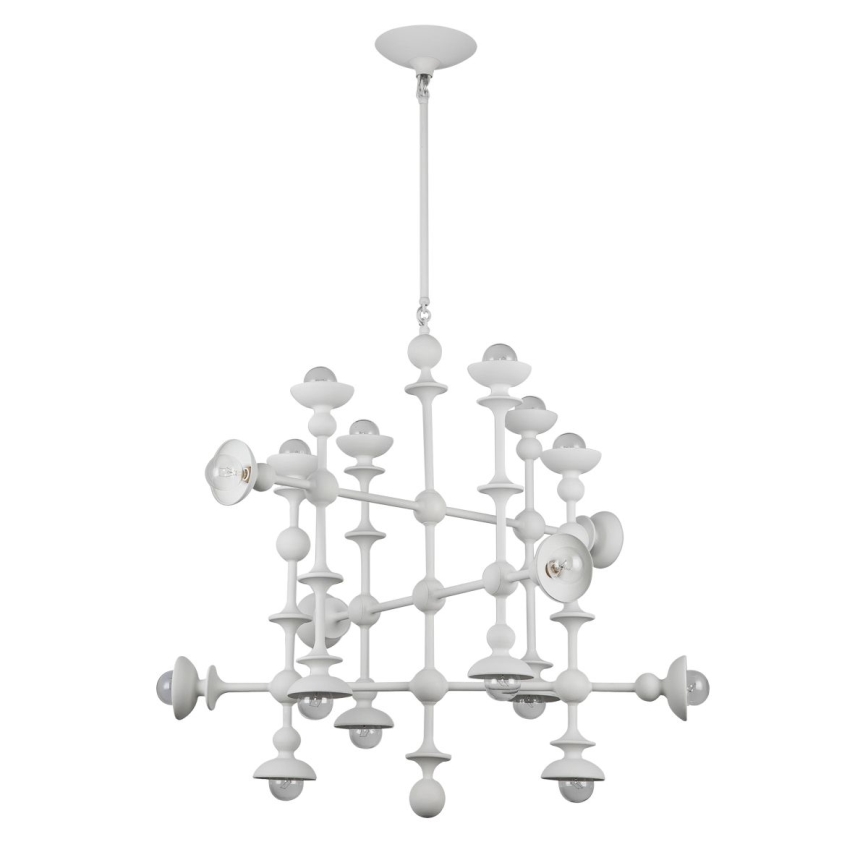 Quintiesse - Lámpara colgante con varilla CADENCE 18xE14/40W/230V blanca