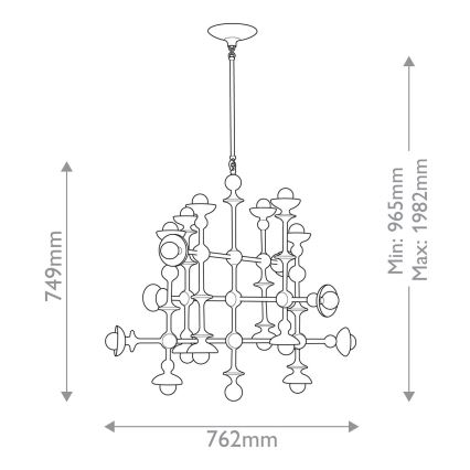 Quintiesse - Lámpara colgante con varilla CADENCE 18xE14/40W/230V blanca