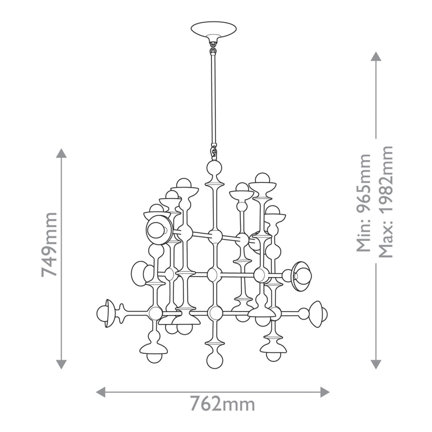 Quintiesse - Lámpara colgante con varilla CADENCE 18xE14/40W/230V blanca