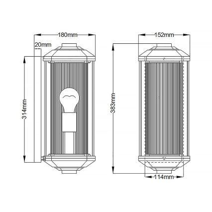 Quintiesse - Aplique de pared exterior CASTELLE M 1xE27/60W/230V IP44 negro