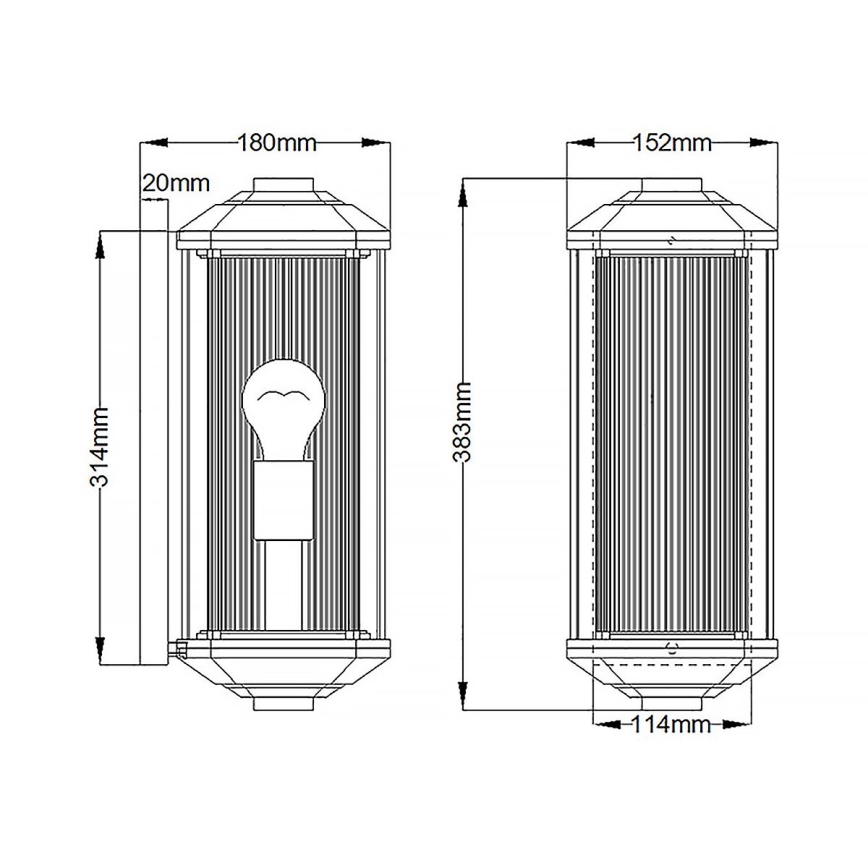 Quintiesse - Aplique de pared exterior CASTELLE M 1xE27/60W/230V IP44 negro