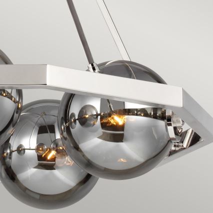 Quintiesse - Lámpara colgante en varilla HARPER 5xE14/60W/230V Ø 77,5 cm cromo brillante/vidrio ahumado