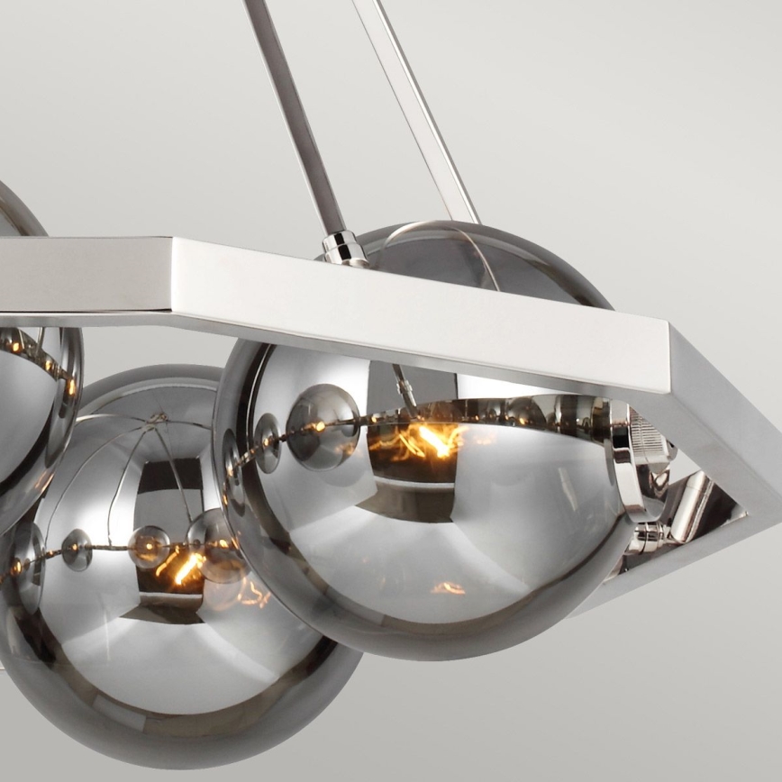 Quintiesse - Lámpara colgante en varilla HARPER 5xE14/60W/230V Ø 77,5 cm cromo brillante/vidrio ahumado